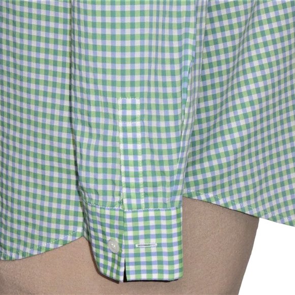 LAFAYETTE 148 Plaid Gingham Cotton Shirt Size M Green - Picture 7 of 10